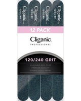 Cliganic Professional Nail Files, 12 Pack 120/240 Grit