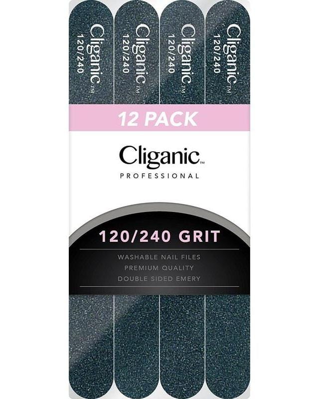 Cliganic Professional Nail Files, 12 Pack 120/240 Grit