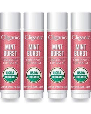 Organic Lip Balm - Mint Burst (Pack of 4) - Cliganic Lip Balms
