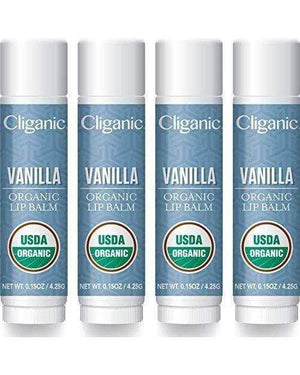 Organic Lip Balm - Vanilla (Pack of 4) - Cliganic Lip Balms